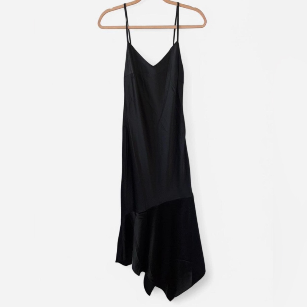 Steven Madden black silk asymmetrical slip dress. Size small